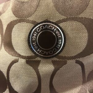 Coach Beige and Brown Signature Tote